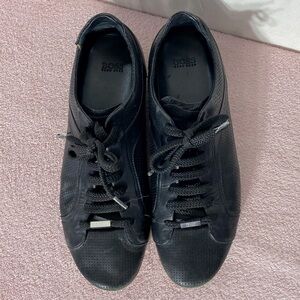 BOSS Hugo Boss Black Leather Low Top Trainers Sneakers 41